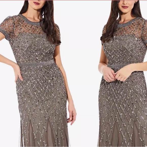 Adrianna Papell Beaded Mesh Gown Mother of the bride dress - Picture 16 of 16